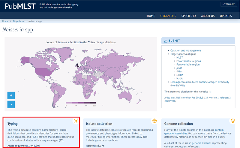 Screenshot of Neisseria page with red box around typing