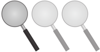 Image of three magnifying glasses, two faded out. Represents easy level.