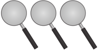 Image of three magnifying glasses. Represents hard level.